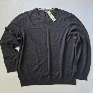 Men's 100% Cotton V-Neck Sweater - Size: XXL - Color: Charcoal Heather